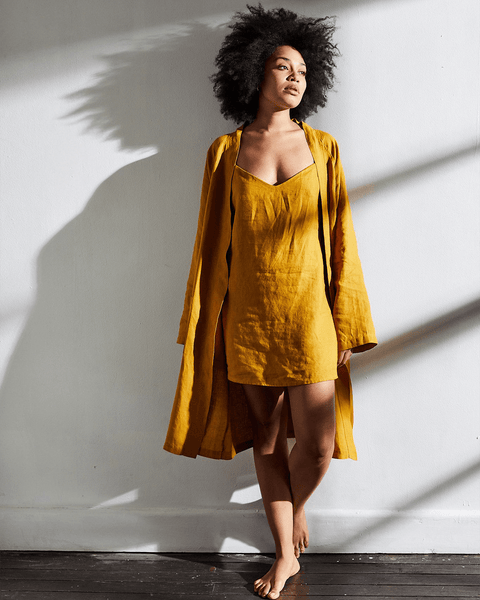 Indigo Linen  Robe