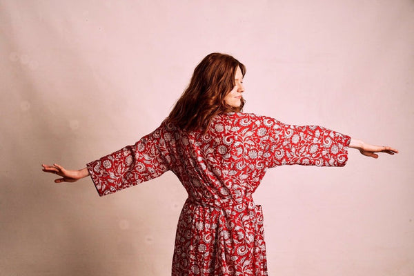 White Printed Robe