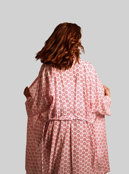 White Printed Robe