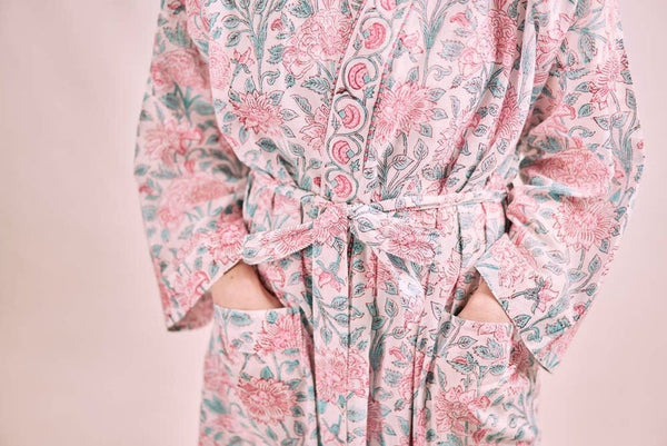 White Printed Robe
