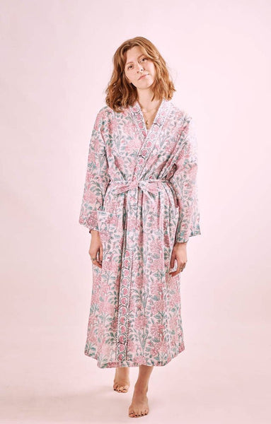 White Printed Robe