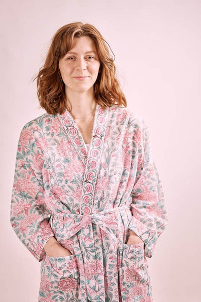 White Printed Robe