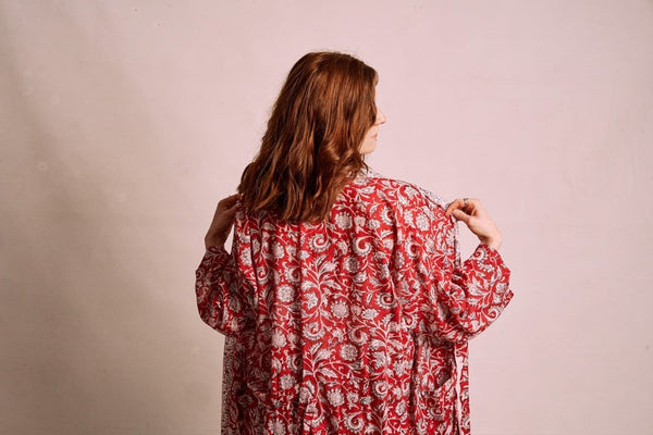 White Printed Robe