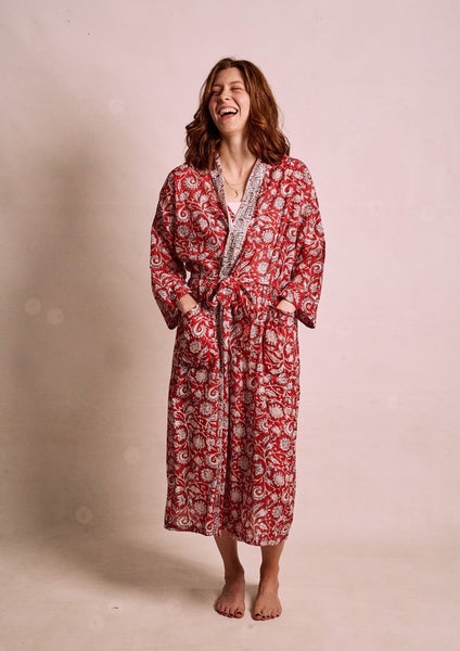 White Printed Robe