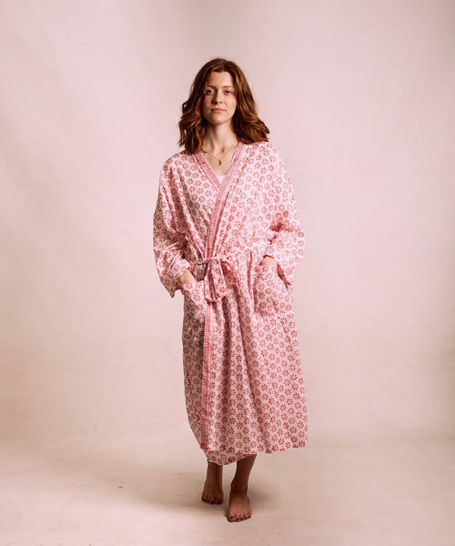 White Printed Robe