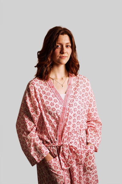 White Printed Robe