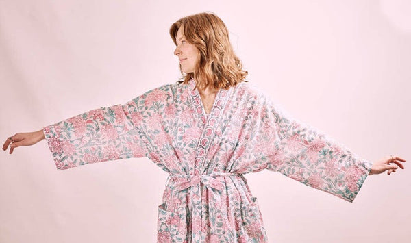 White Printed Robe