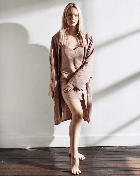 Indigo Linen  Robe